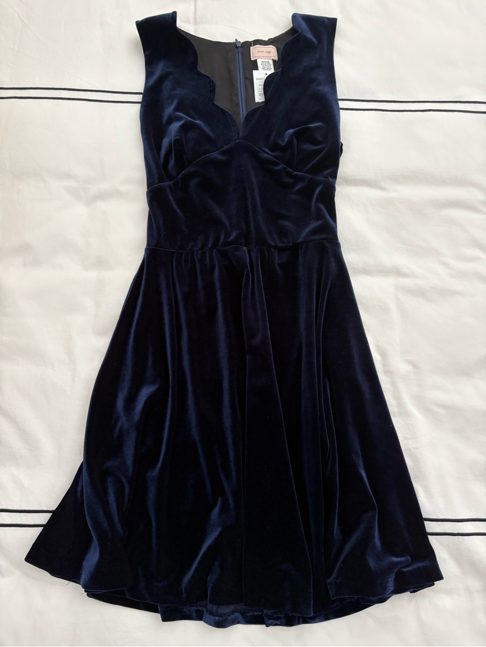 Radiant Blue Scalloped Neckline Velvet Dress - BRAND NEW WITH TAGS.
